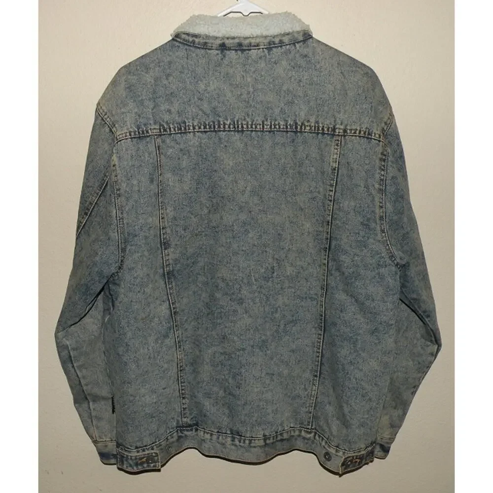 Trademark Brooklyn Cloth Men’s XL Sherpa Lined Denim Trucker Jean Jacket Blue